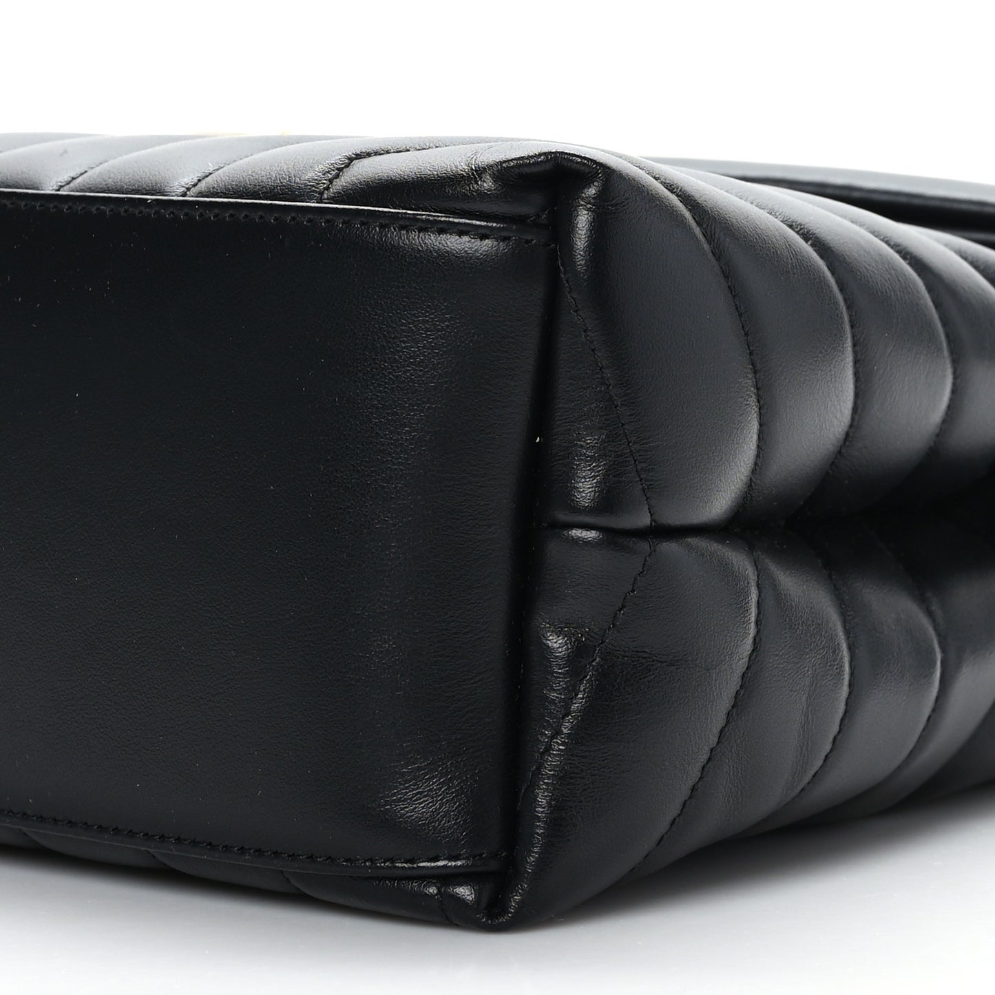 Calfskin Y Quilted Monogram Medium Loulou Chain Satchel Black