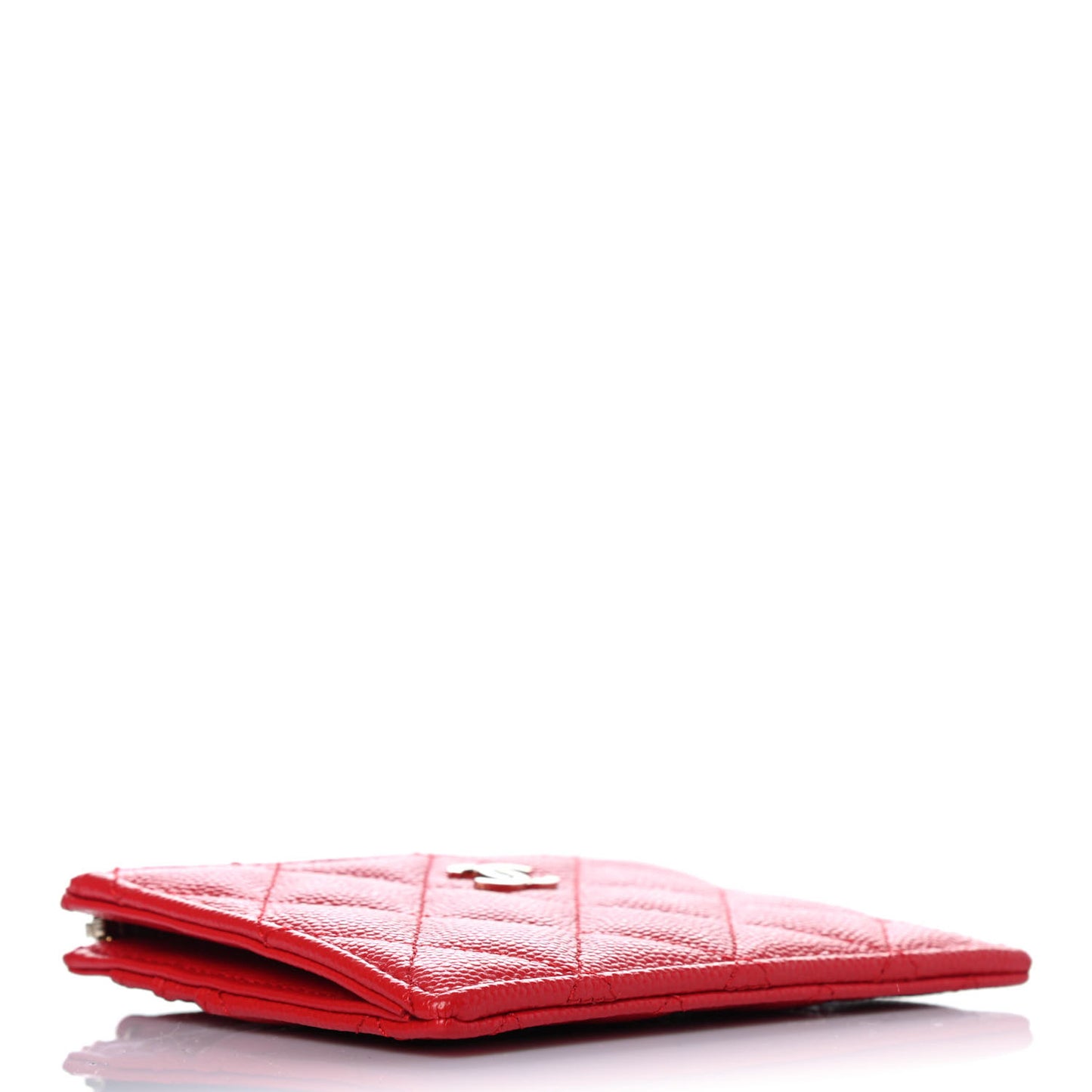 Caviar Quilted CC Zip Card Holder Red