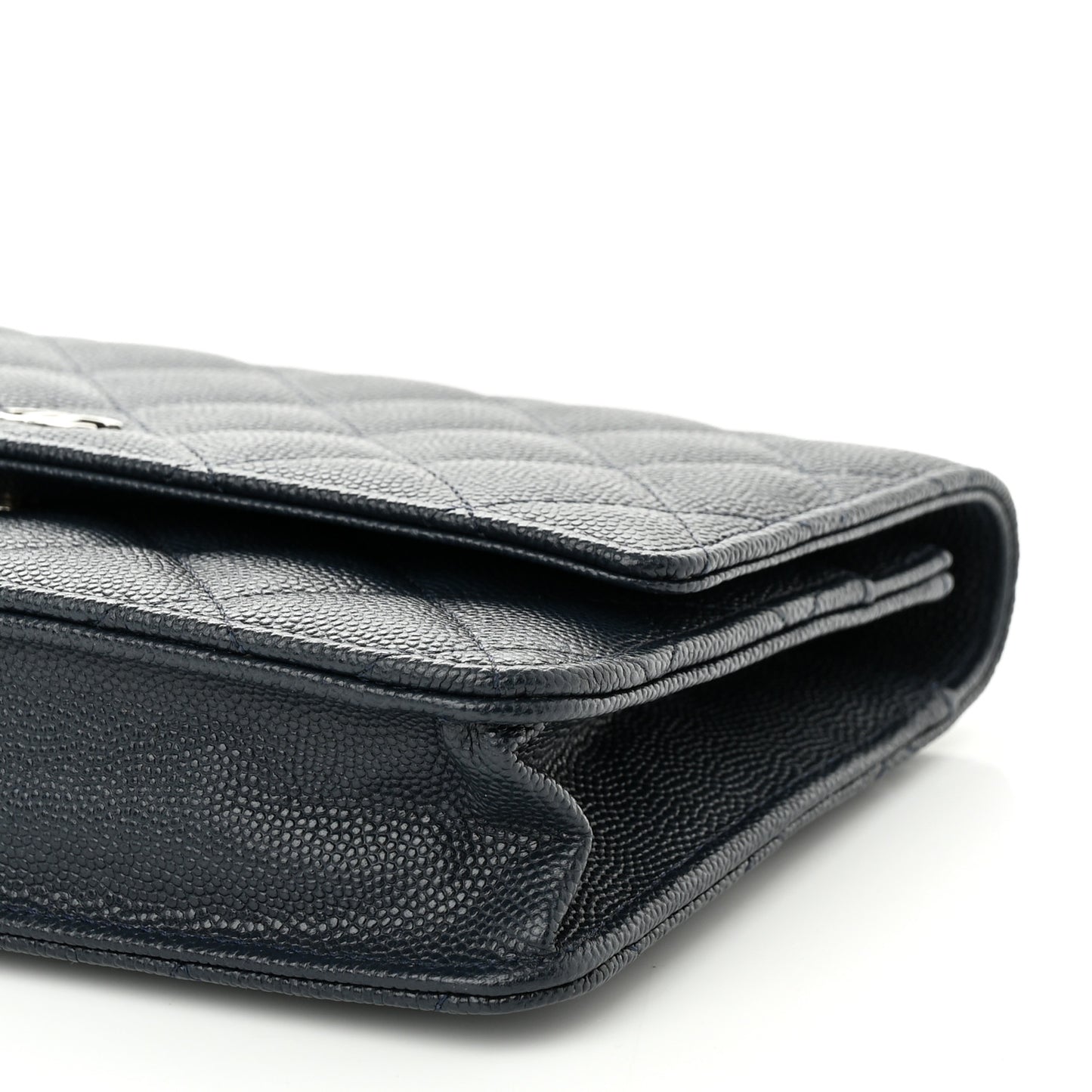 Caviar Quilted Wallet on Chain WOC Navy Blue
