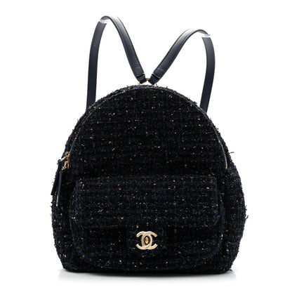 Chanel Tweed Front Pocket Backpack Navy 1 of 12