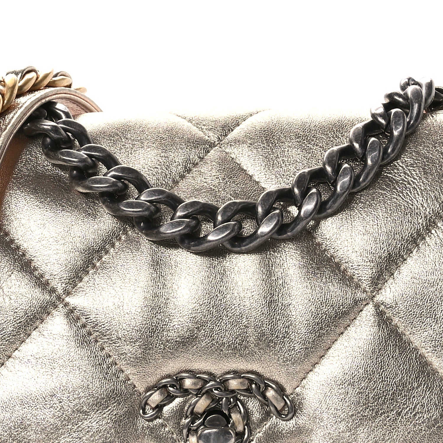 Chanel Metallic Lambskin Quilted Medium Chanel 19 Flap Gold 8 of 11
