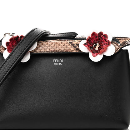 Fendi Vitello Dolce Snakeskin Nappa Croc Tail Flowerland Studded Mini By The Way Boston Bag Black Natural Multicolor 8 of 10