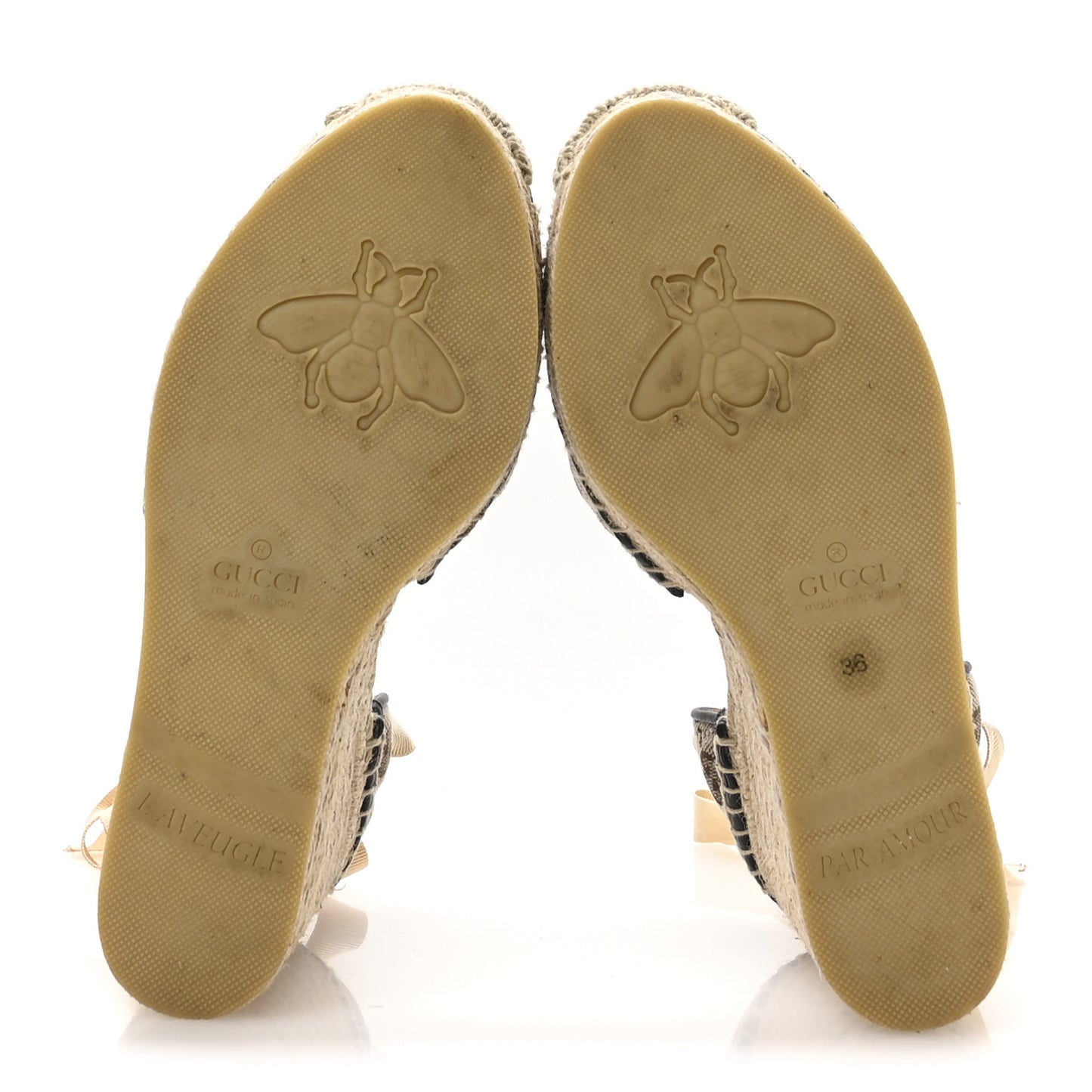 Monogram Matelasse GG Marmont Ankle Wrap Platform 35/120mm Espadrille Wedges 36 Beige Ebony Black Sand Storm