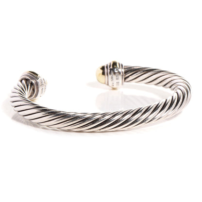 David Yurman Sterling Silver 14k Gold 7mm Cable Classics Cuff 3 of 4
