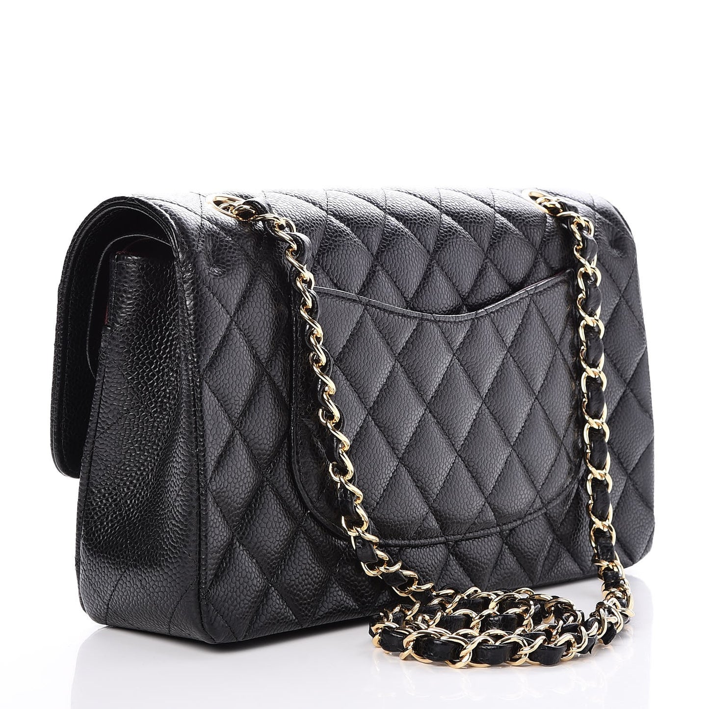 Caviar Quilted Medium Double Flap Black