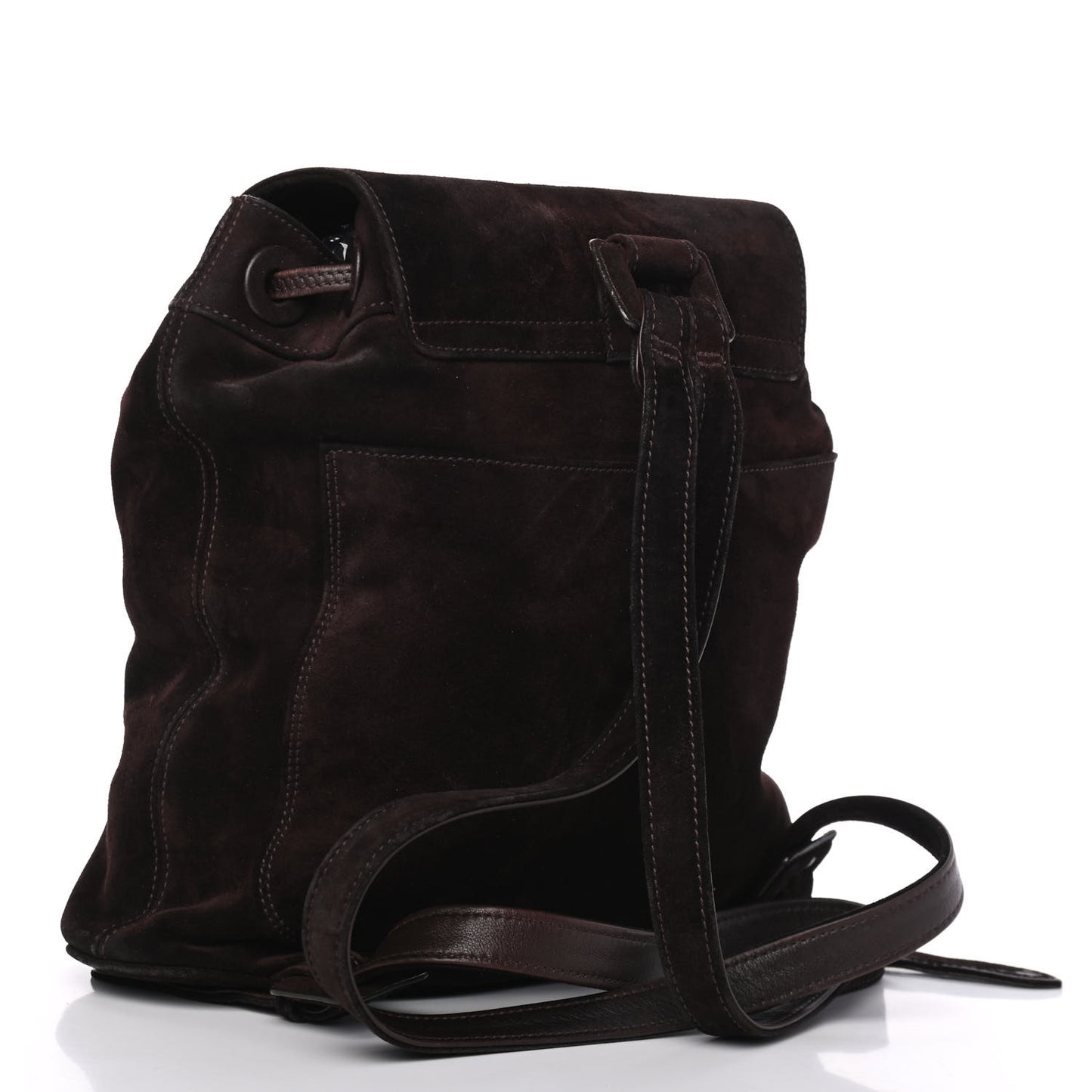 Suede CC Drawstring Backpack Brown