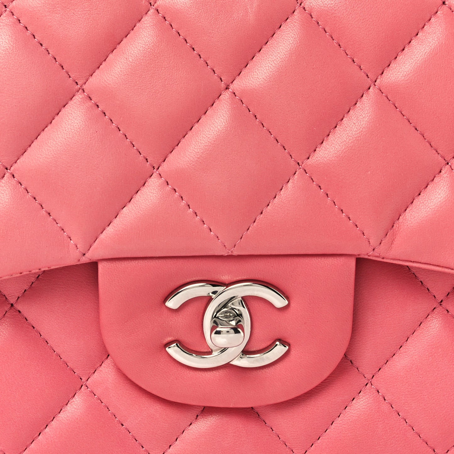 Lambskin Quilted Jumbo Double Flap Pink