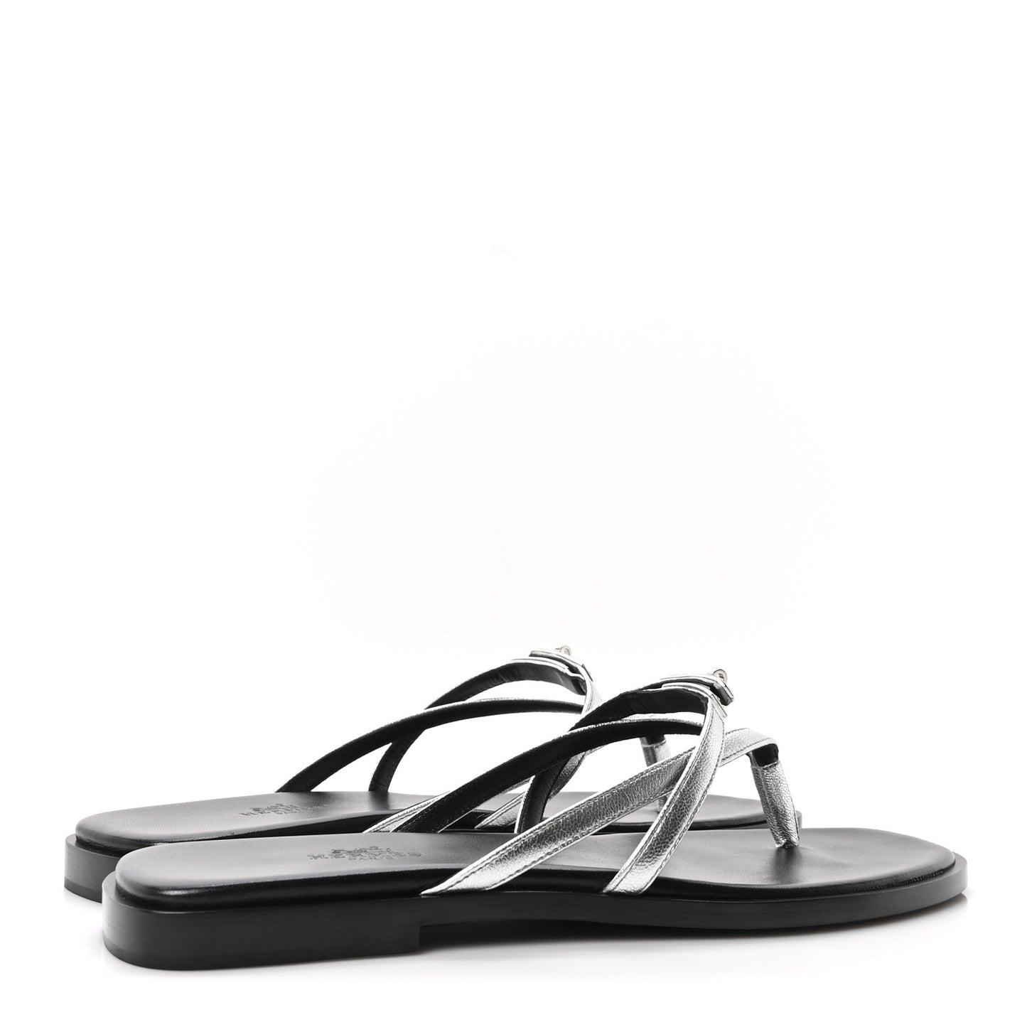 Metallic Goatskin Miss Sandals 38 Gris Argente