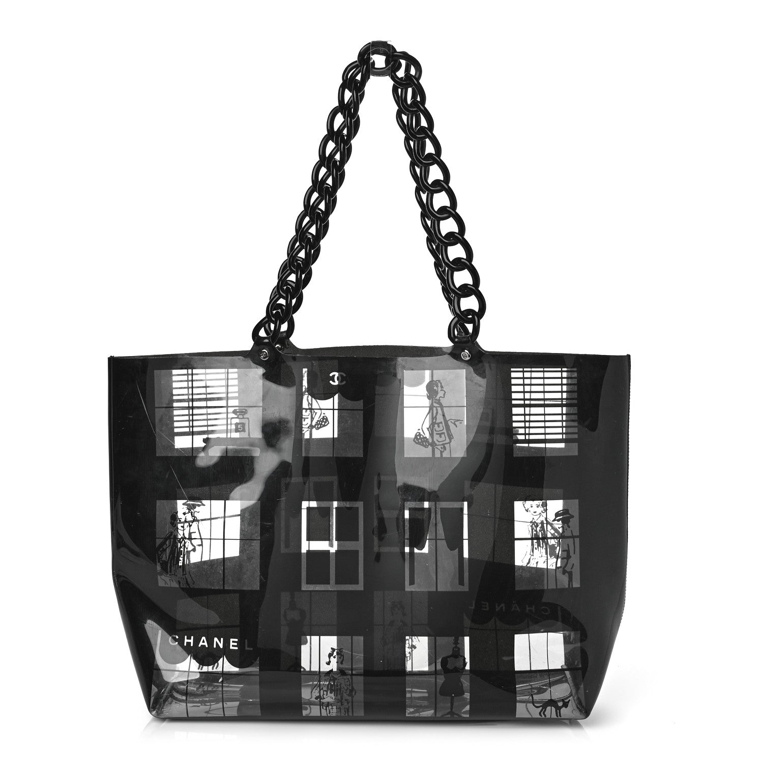 Chanel Vinyl Coco Window Tote Black 1 of 12