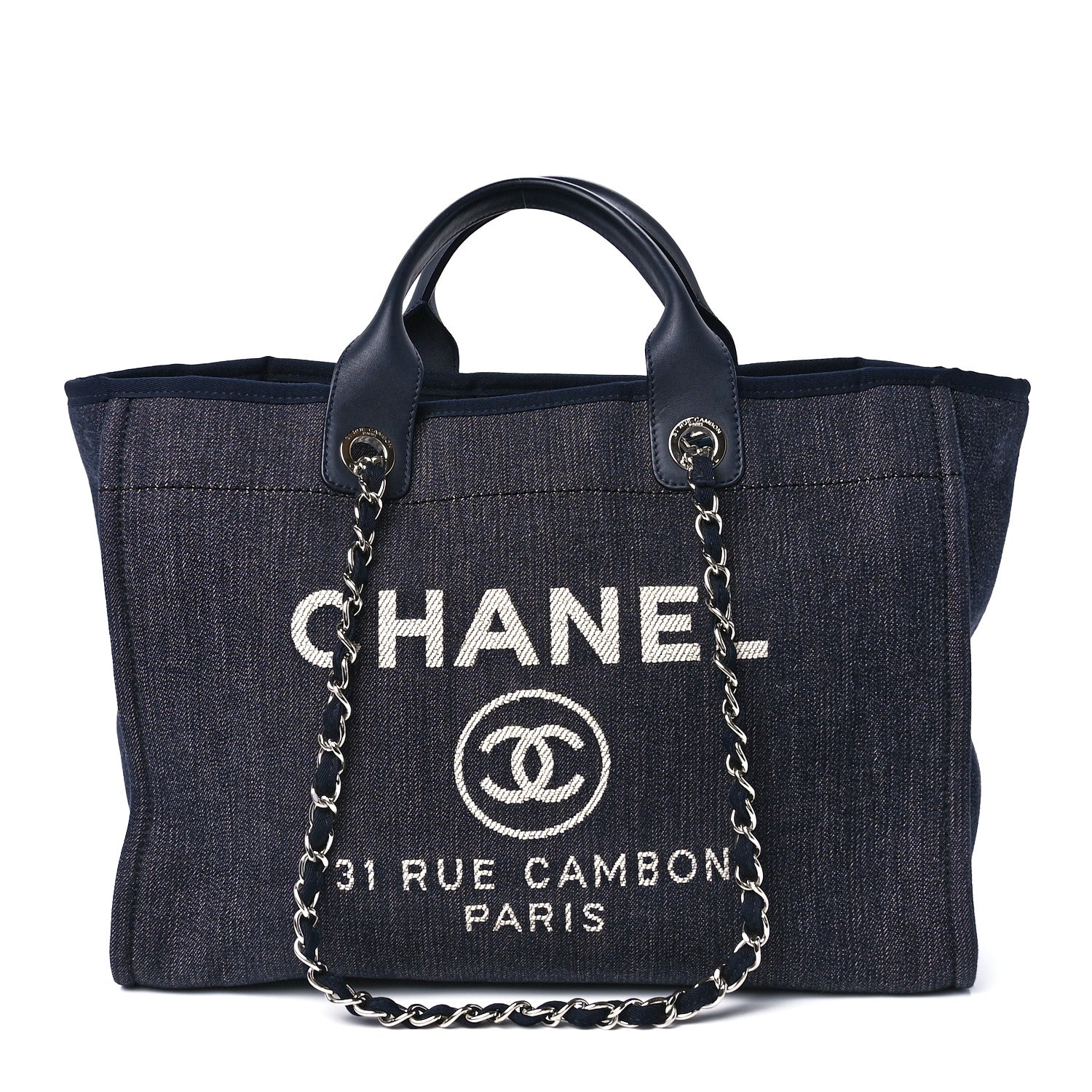 Chanel Denim Medium Deauville Tote Dark Blue 1 of 11