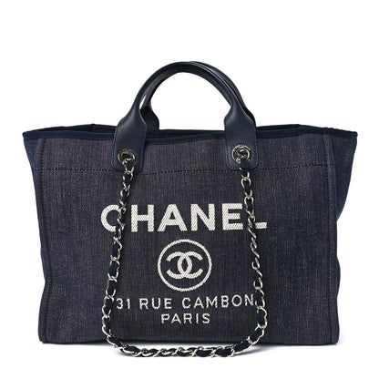 Chanel Denim Medium Deauville Tote Dark Blue 1 of 11