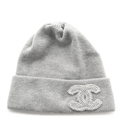 Chanel Cashmere CC Beanie Hat Grey 1 of 5