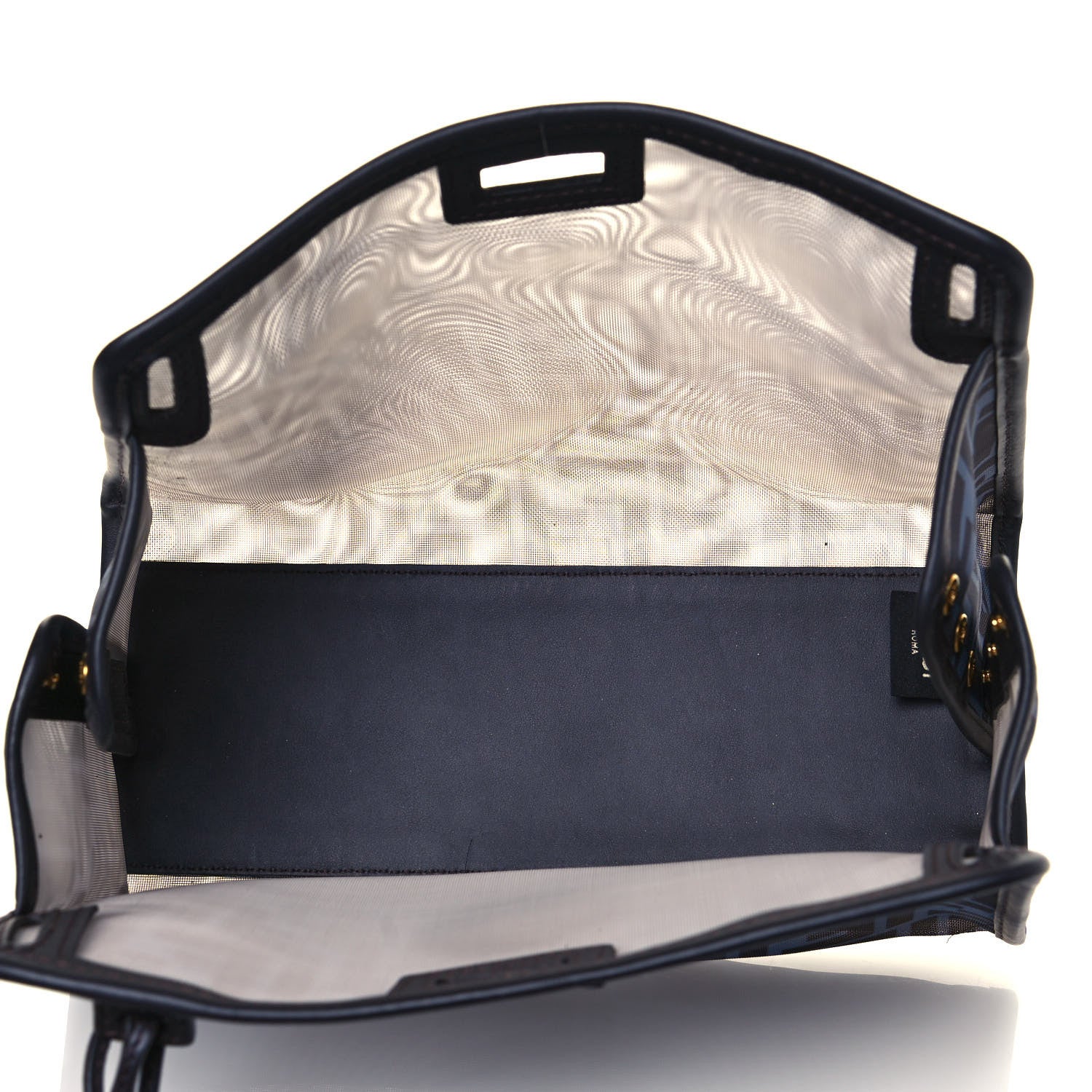 Fendi Mesh Vitello Century FF 1974 Mini Peekaboo Defender Cover Azzurro Black Ebano 4 of 14