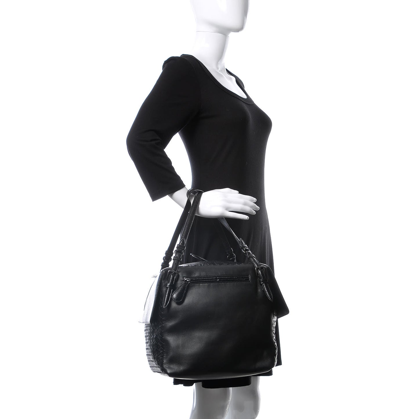 Nappa Karung Intrecciato Satchel Black