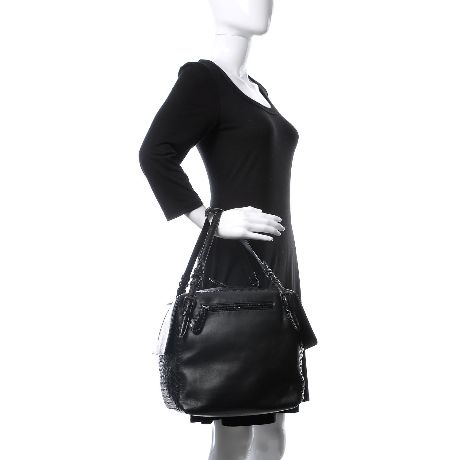 Bottega Veneta Nappa Karung Intrecciato Satchel Black 2 of 10