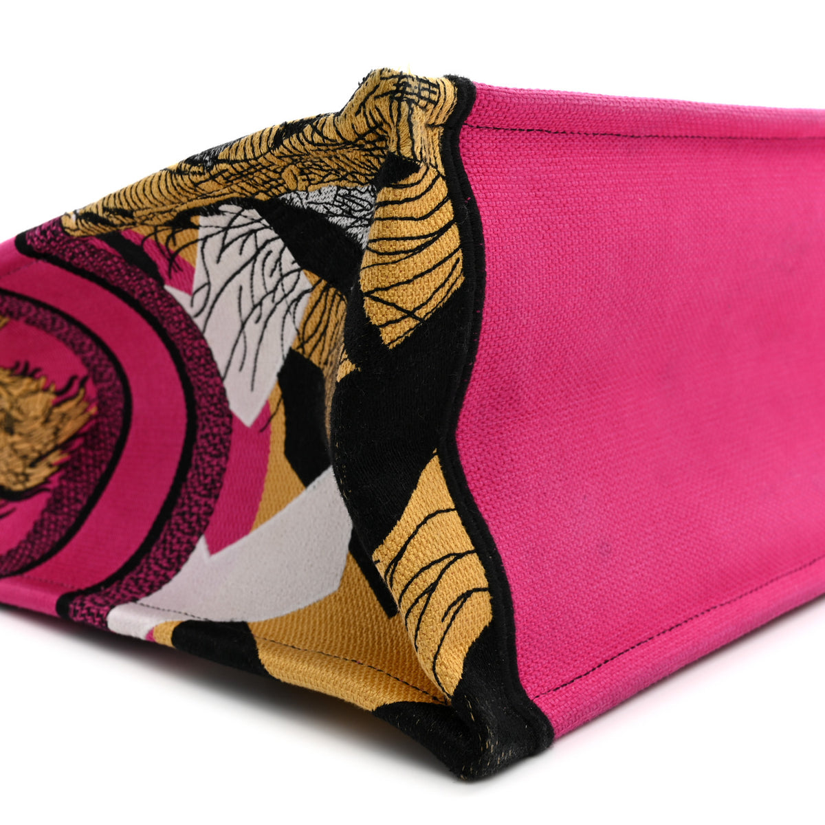 Christian Dior Canvas Embroidered Large Jungle Pop Book Tote Fuchsia Multicolor 9 of 12
