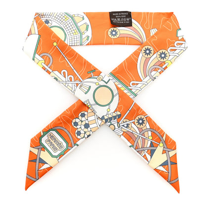 Hermes Silk Odyssey Twilly Orange Vert Jaune 1 of 4