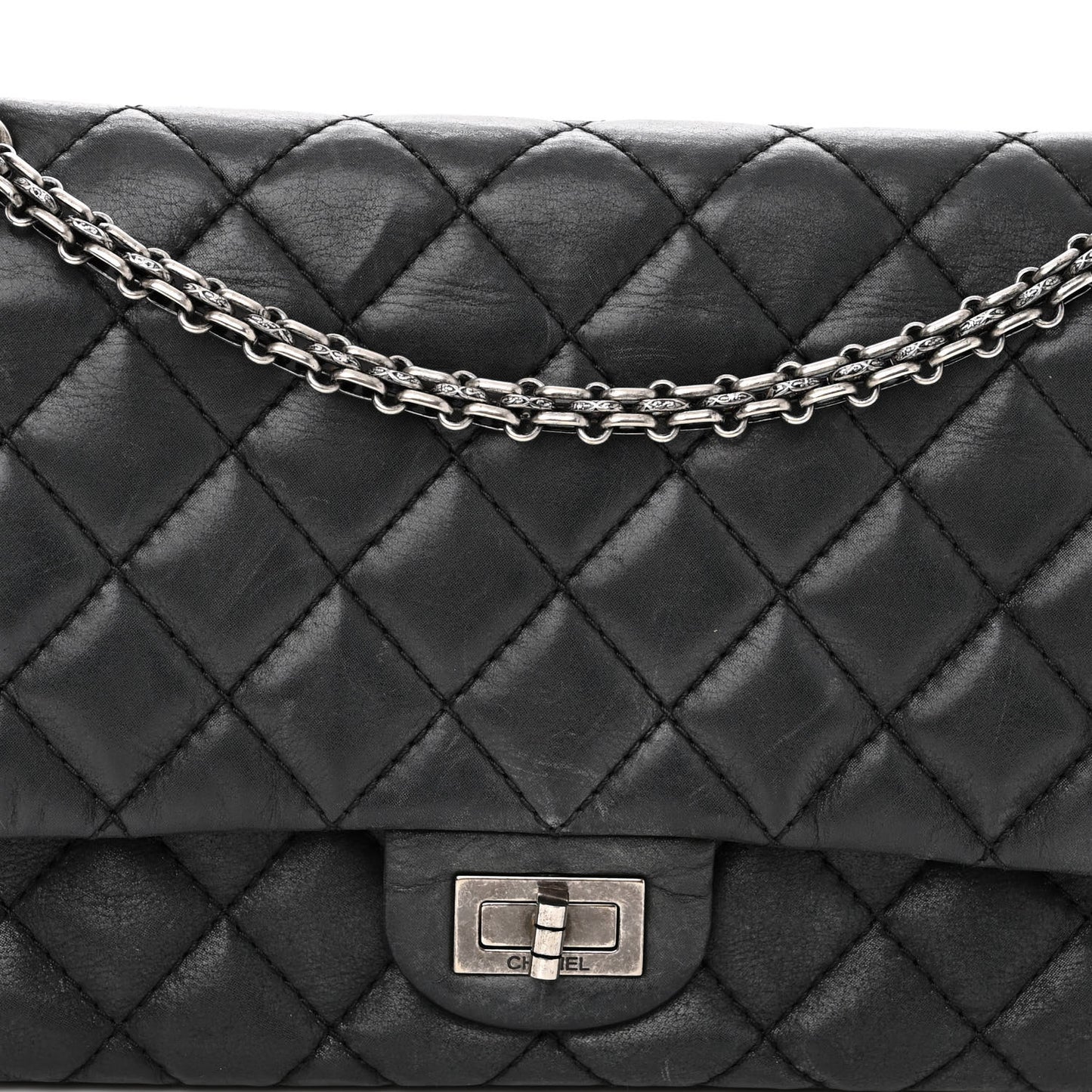 Iridescent Calfskin Quilted 2.55 Reissue 226 Flap Dark Grey