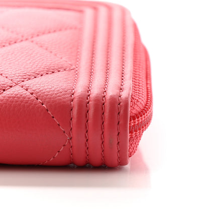 Chanel Caviar Quilted Large Boy Zip Around Wallet Coral 9 of 11