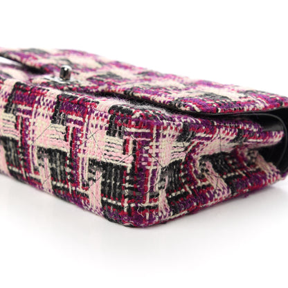 Chanel Tweed Quilted Medium Double Flap Pink Black 7 of 11