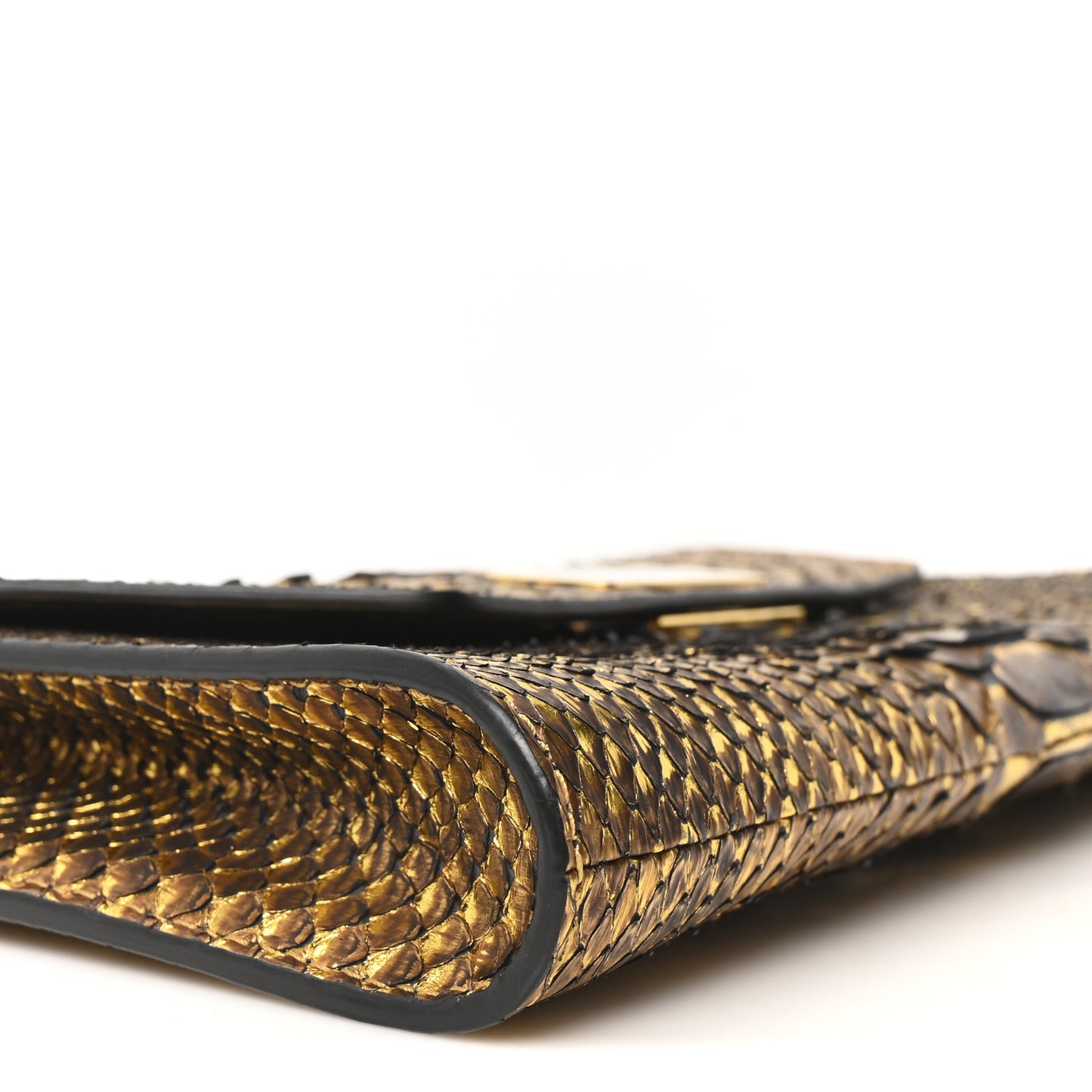 Snakeskin Riviera Clutch Gold