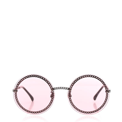 Chanel Round Removable Triple Hanging Chain Sunglasses 4245 Pink Silver 2 of 7