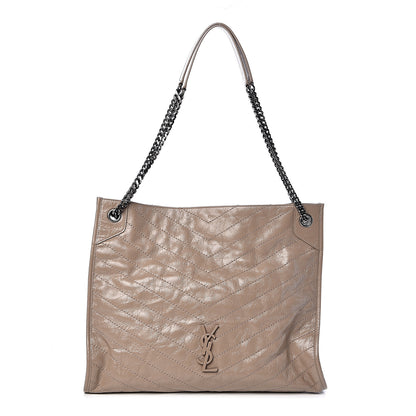 Saint Laurent Crinkled Calfskin Matelasse Monogram Niki Shoulder Bag Light Taupe 1 of 9