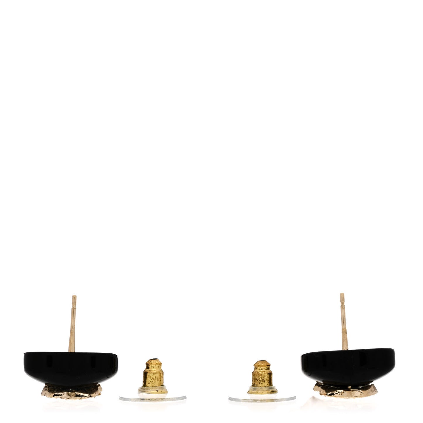 Resin Crystal CC Heart Earrings Black Gold