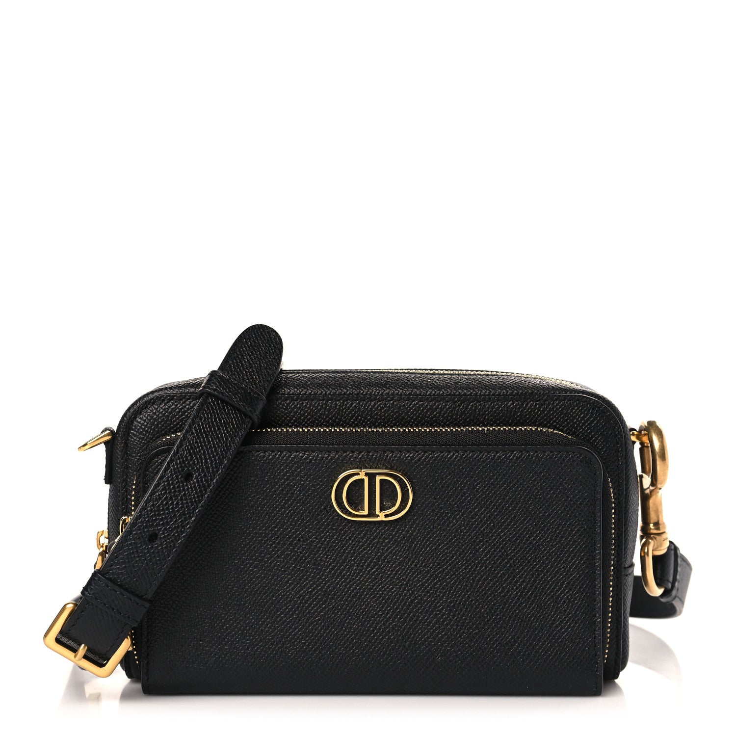 Christian Dior Grained Calfskin Caro Double Pouch Black 1 of 9