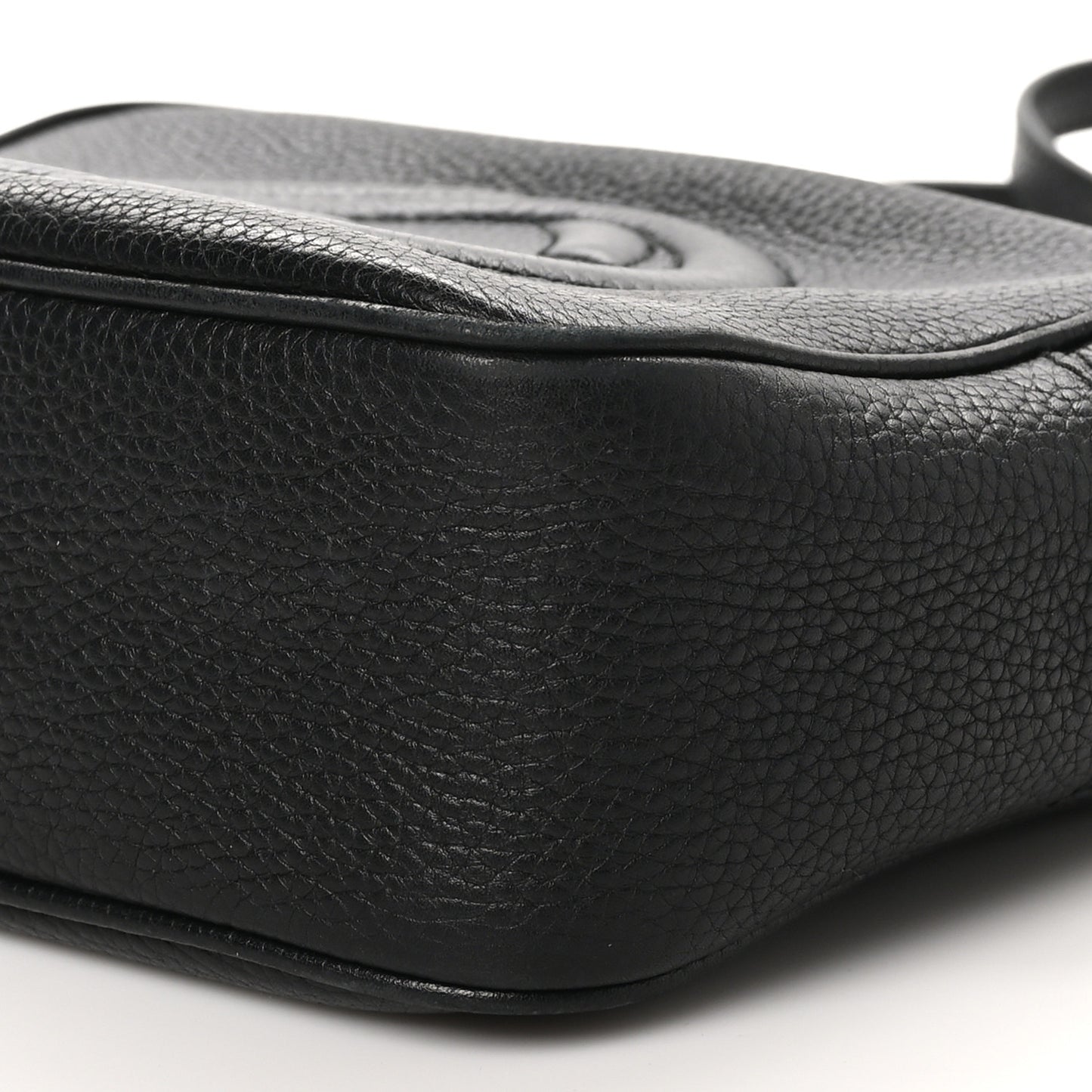 Pebbled Calfskin Small Soho Disco Bag Black