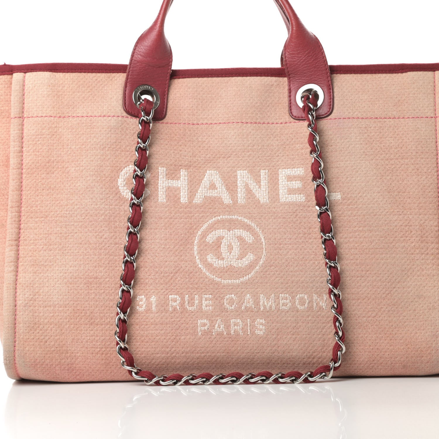 Chanel Canvas Medium Deauville Tote Red 7 of 19