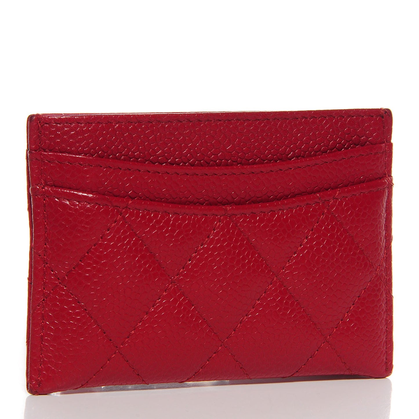 Caviar Quilted Card Holder Red