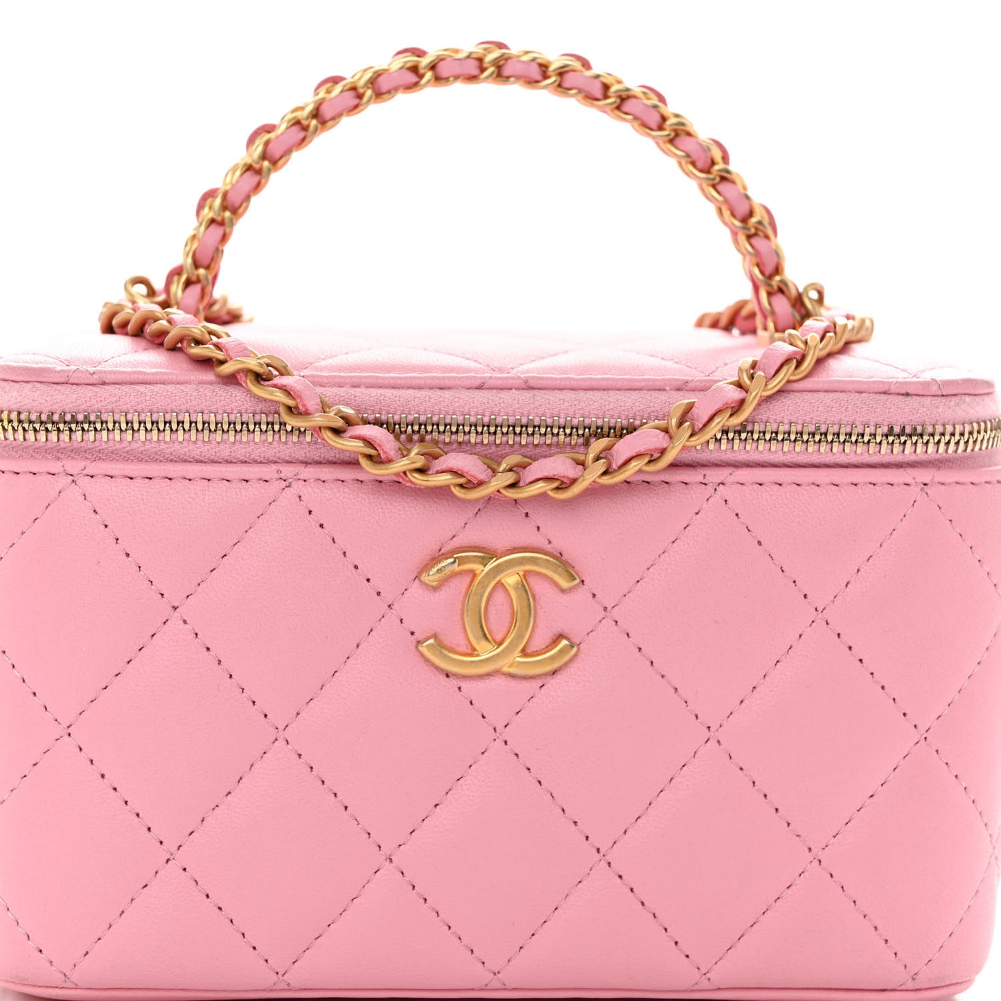 Lambskin Quilted Pick Me Up Vanity Case Pink
