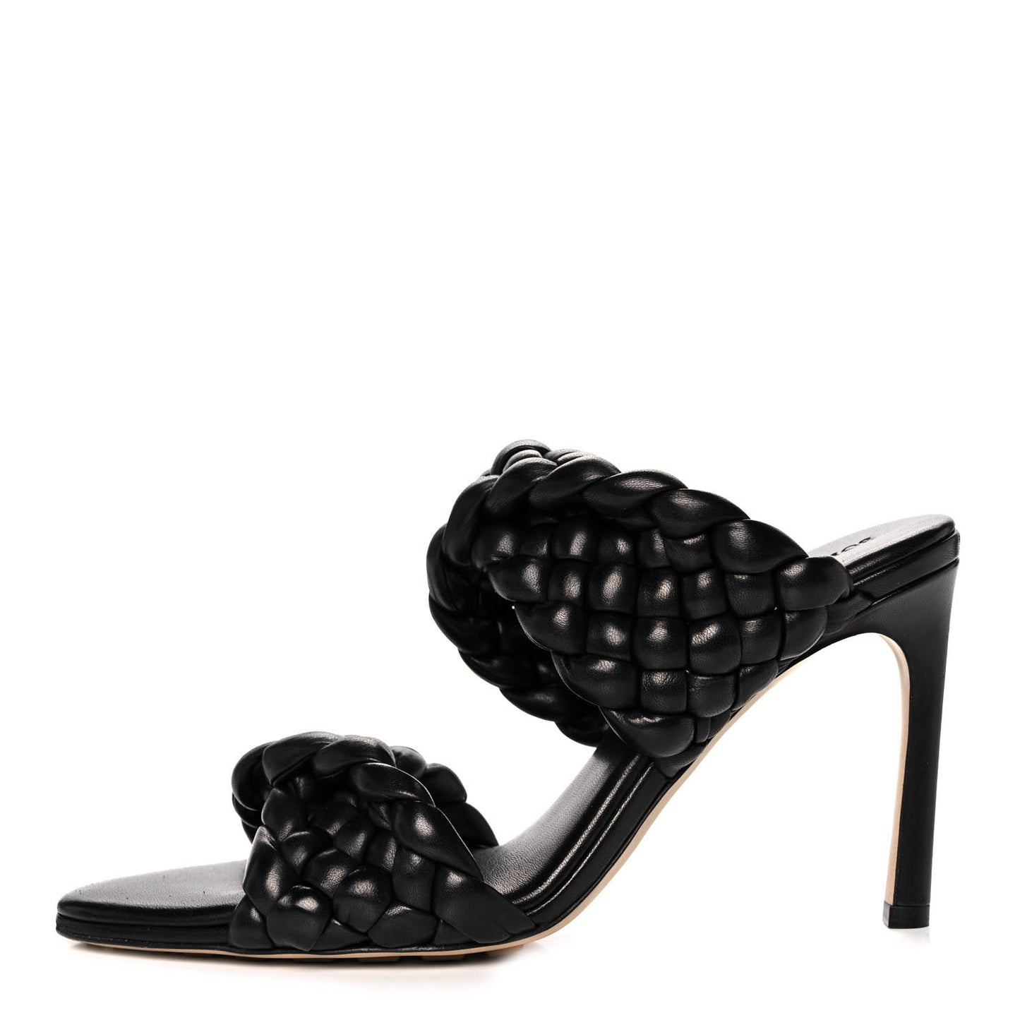 Nappa Twisted Padded Intrecciato Curve Slide Sandals 39 Black