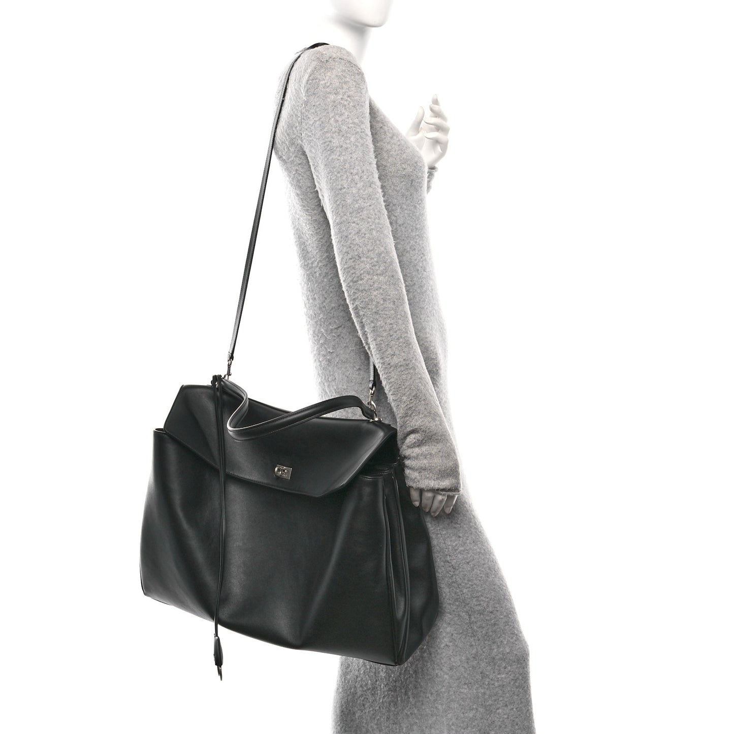 Smooth Calfskin Rodeo XL Top Handle Handbag Black