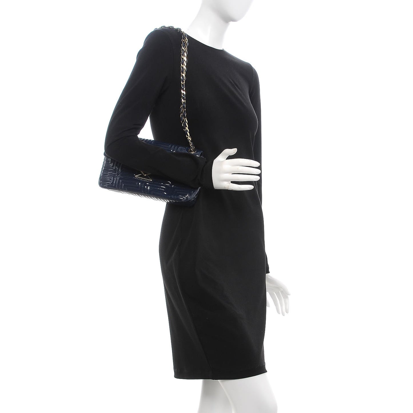 Patent Borsa Couture Shoulder Bag Navy
