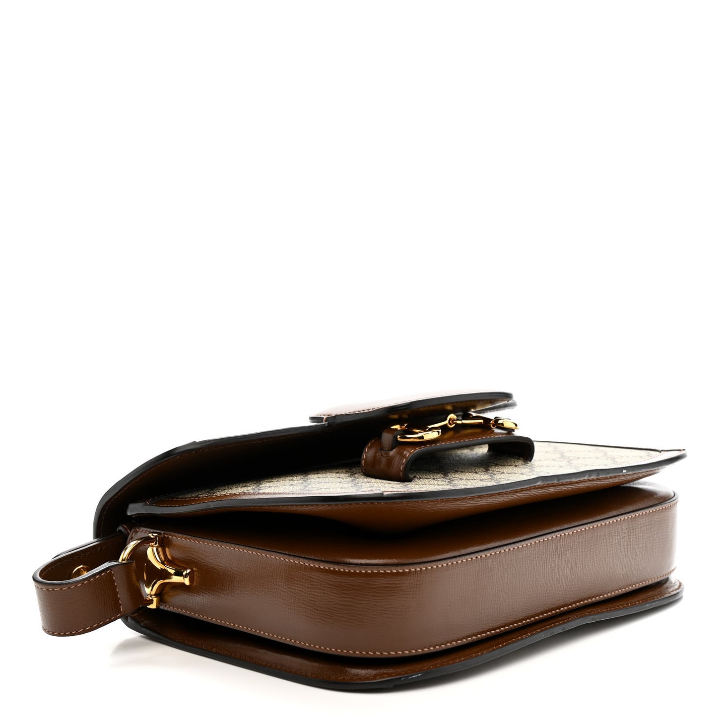 GG Supreme Monogram Horsebit 1955 Shoulder Bag Beige Brown Sugar