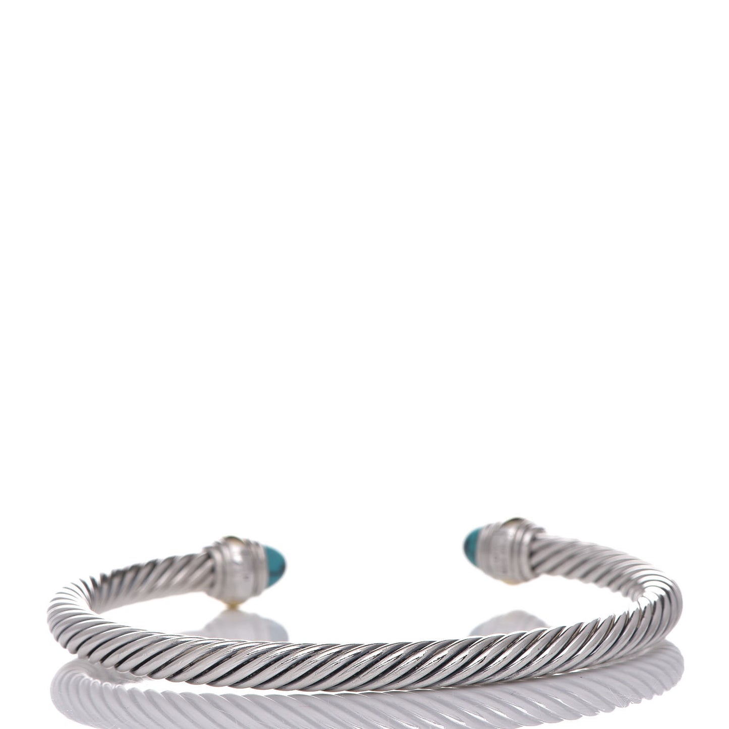 Sterling Silver 14K Yellow Gold Turquoise 5mm Cable Classics Bracelet