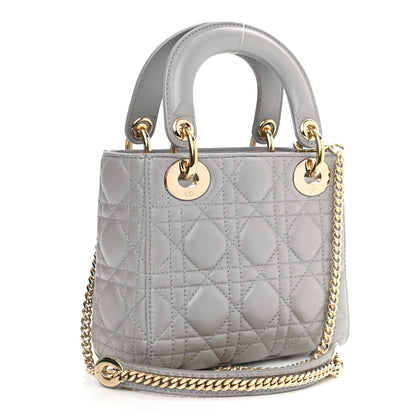 Christian Dior Metallic Lambskin Cannage Mini Lady Dior Grey 3 of 11