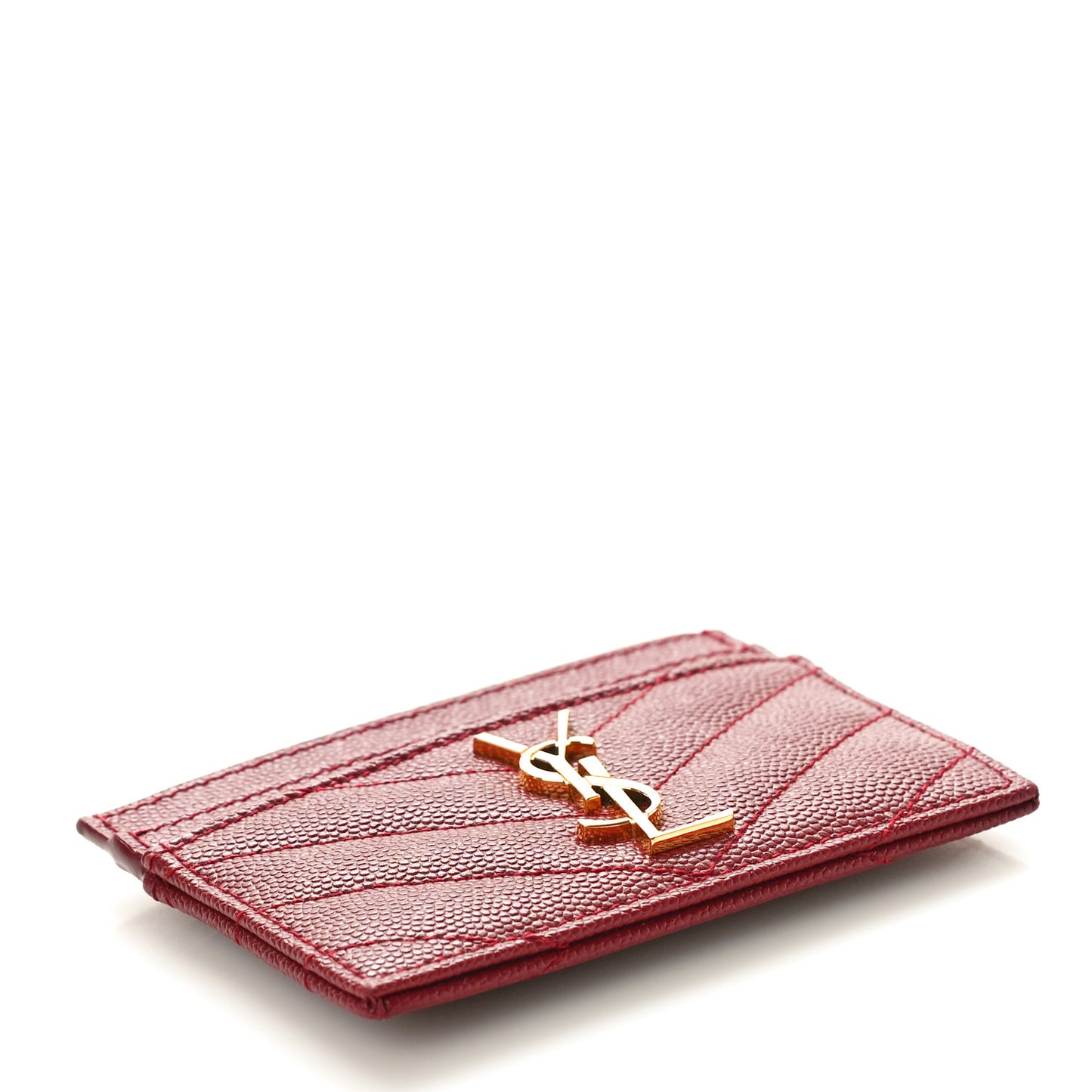 Grain De Poudre Matelasse Chevron Monogram Credit Card Case Opyum Red