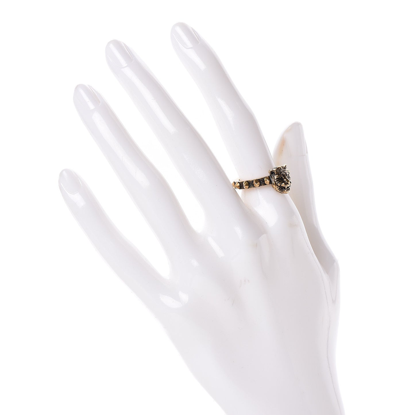Metal Feline Head Ring 62 10 Aged Gold