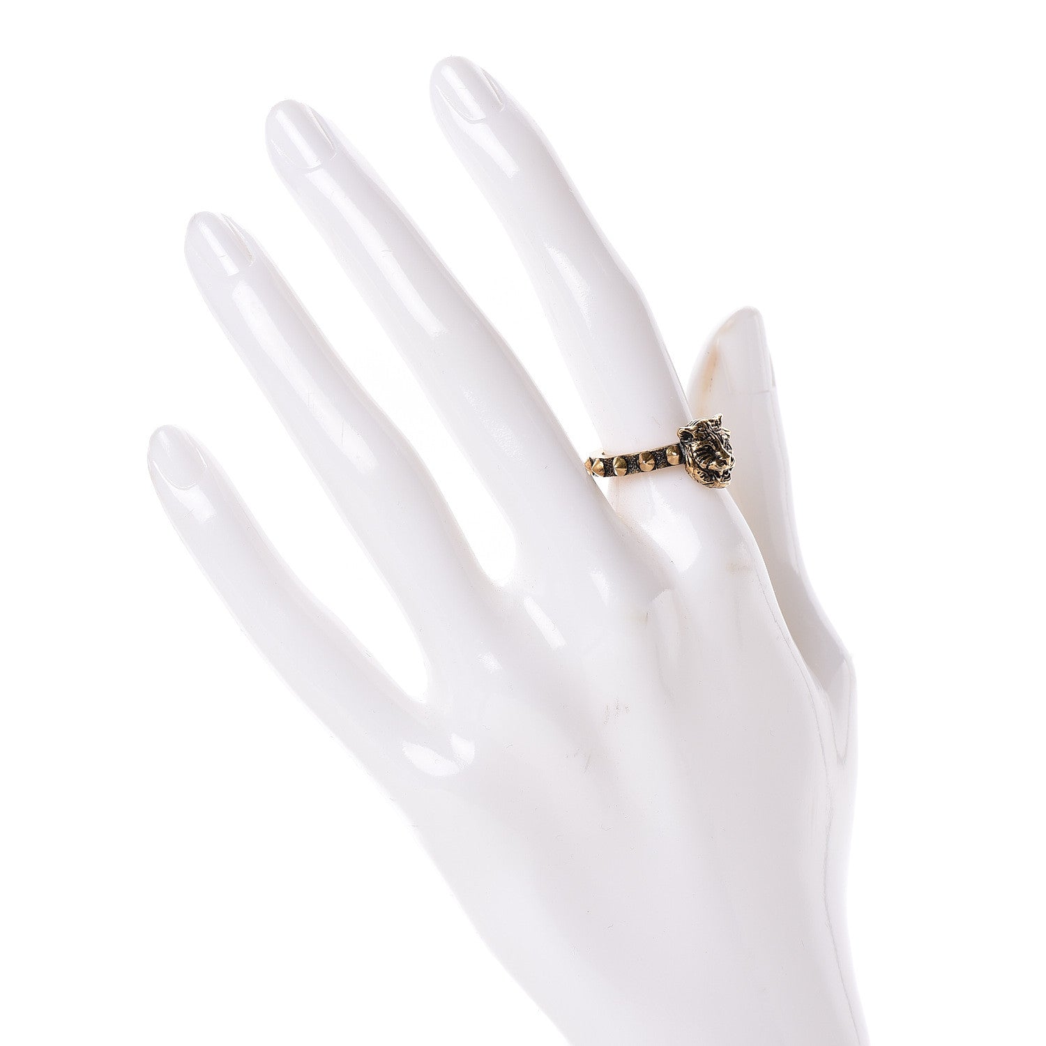 Gucci Metal Feline Head Ring 62 10 Aged Gold 2 of 7