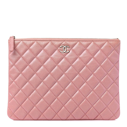 Chanel Iridescent Caviar Quilted Medium Cosmetic Case Rose Pink 1 of 11