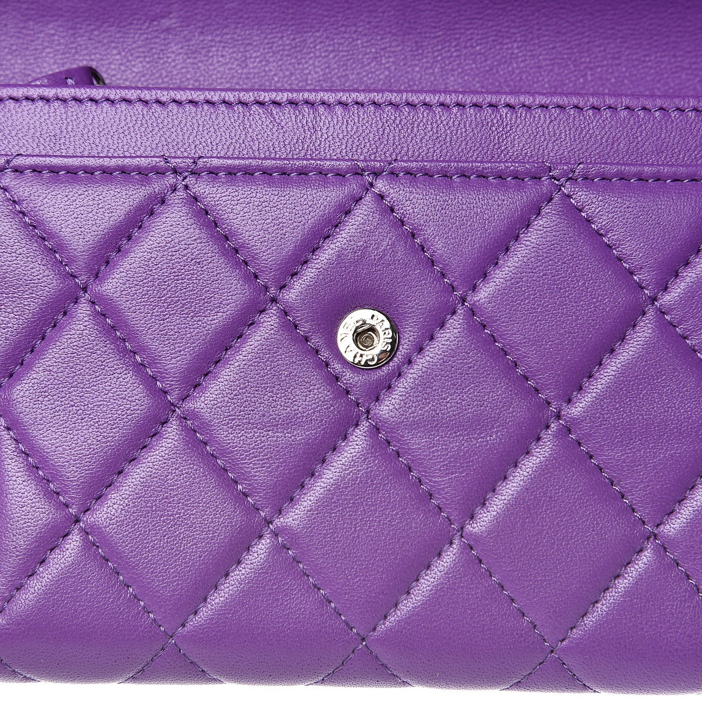 Lambskin Quilted Small Boy Flap Wallet Purple
