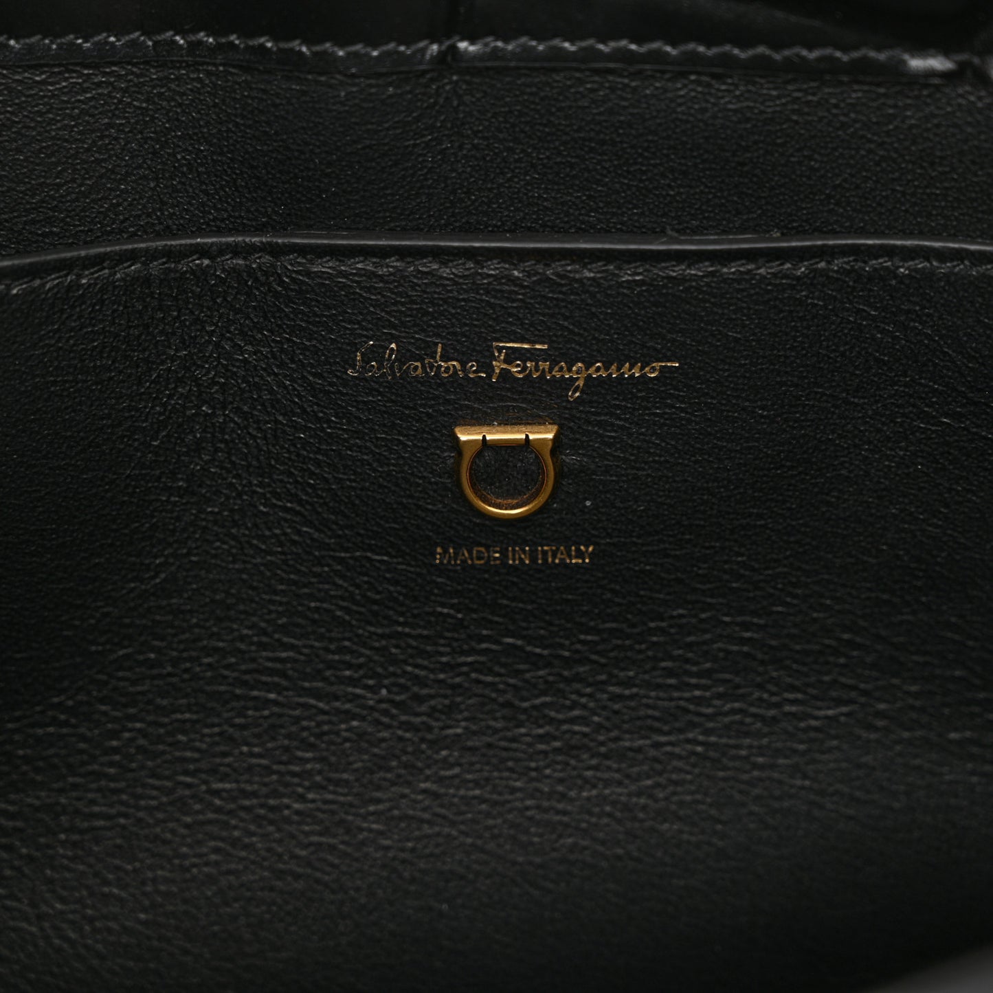 Calfskin Crocodile Embossed Trifolio Shoulder Bag Black