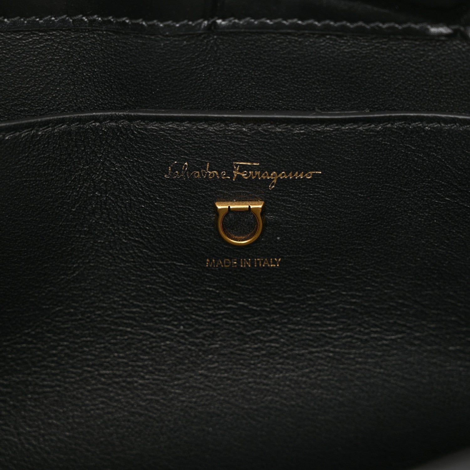 Salvatore Ferragamo Calfskin Crocodile Embossed Trifolio Shoulder Bag Black 6 of 10