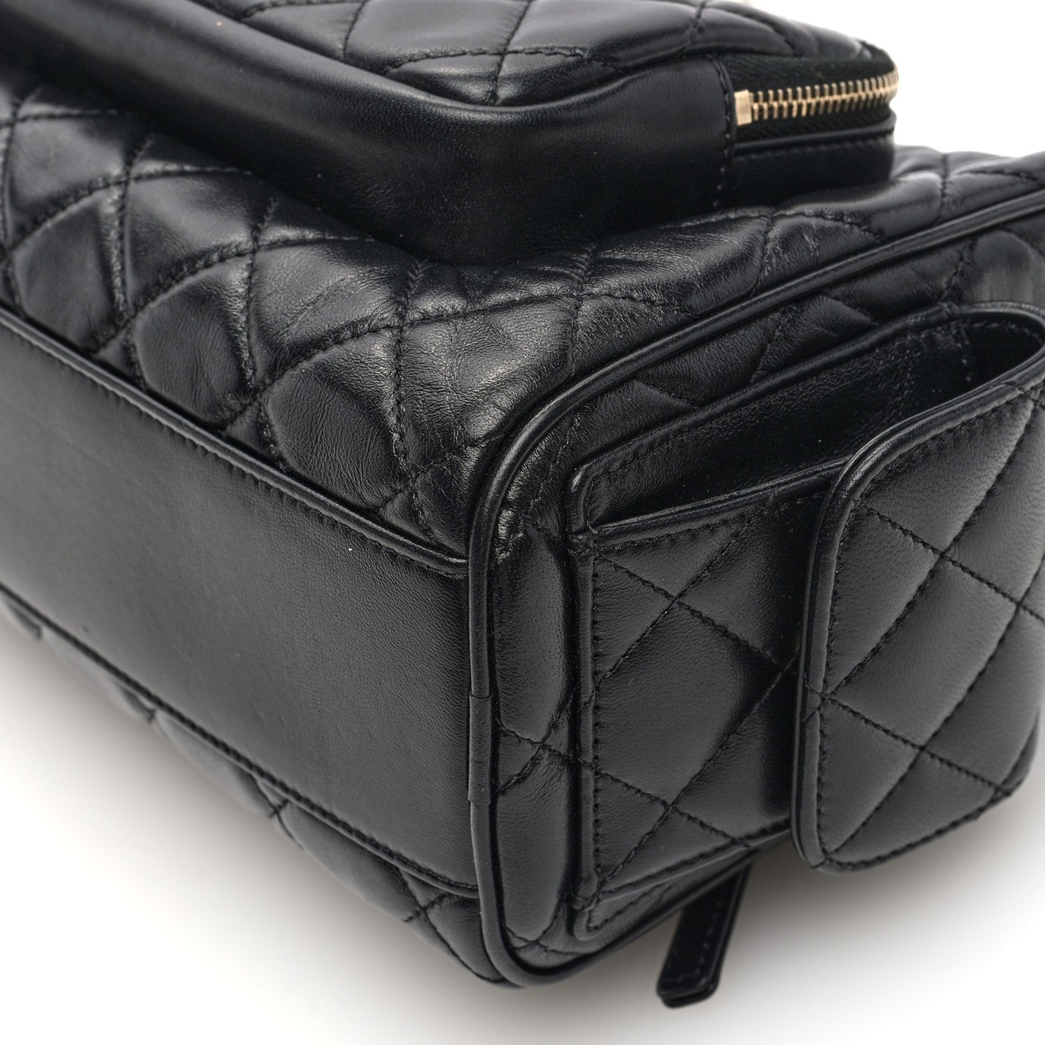 Chanel Shiny Crumpled Lambskin Quilted Medium Preppy Pocket Camera Case Black 10 of 10