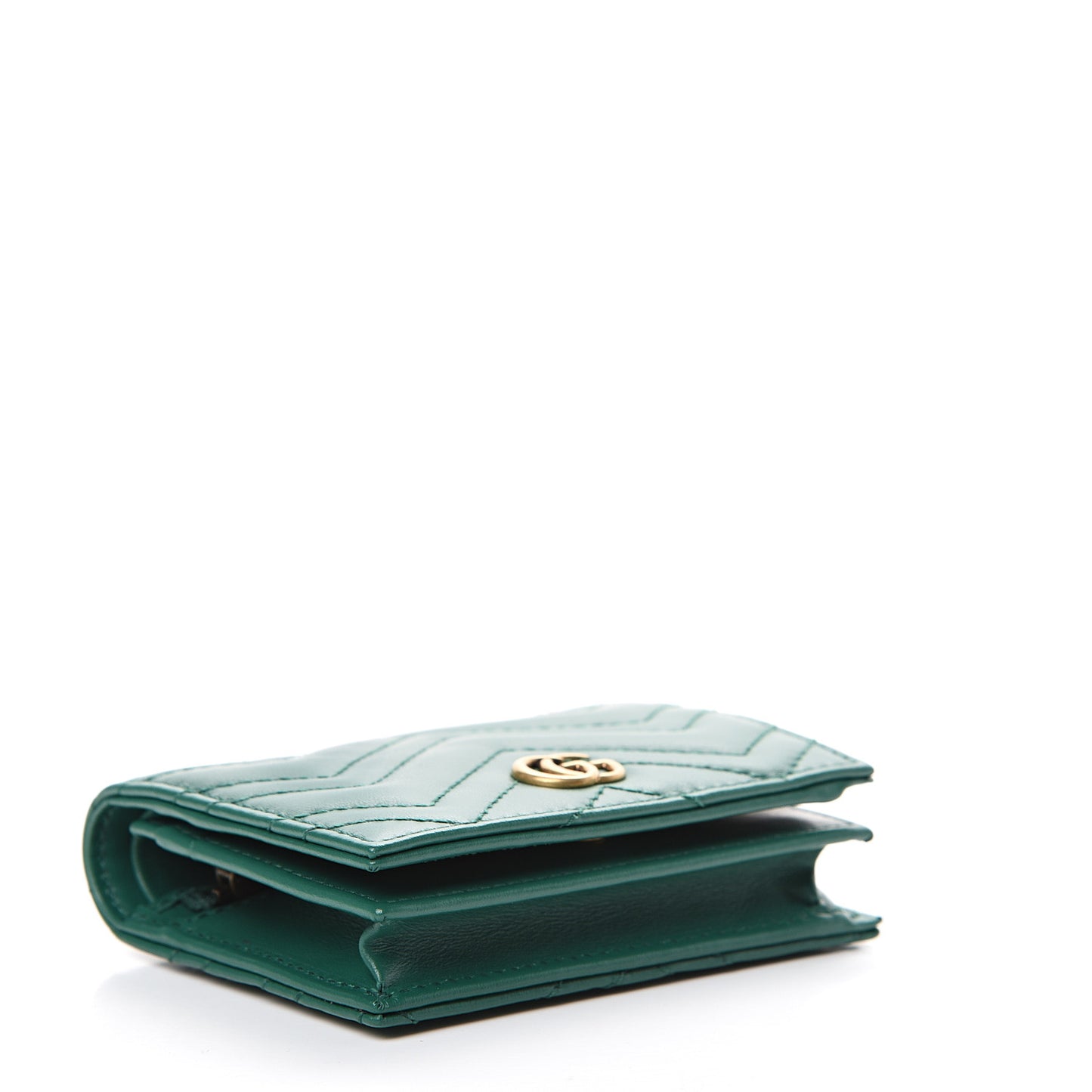 Calfskin Matelasse GG Marmont Card Case Wallet Emerald