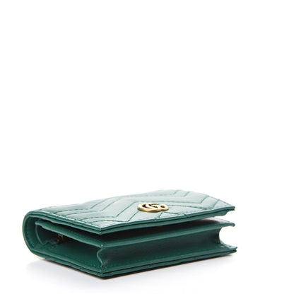 Gucci Calfskin Matelasse GG Marmont Card Case Wallet Emerald 3 of 6