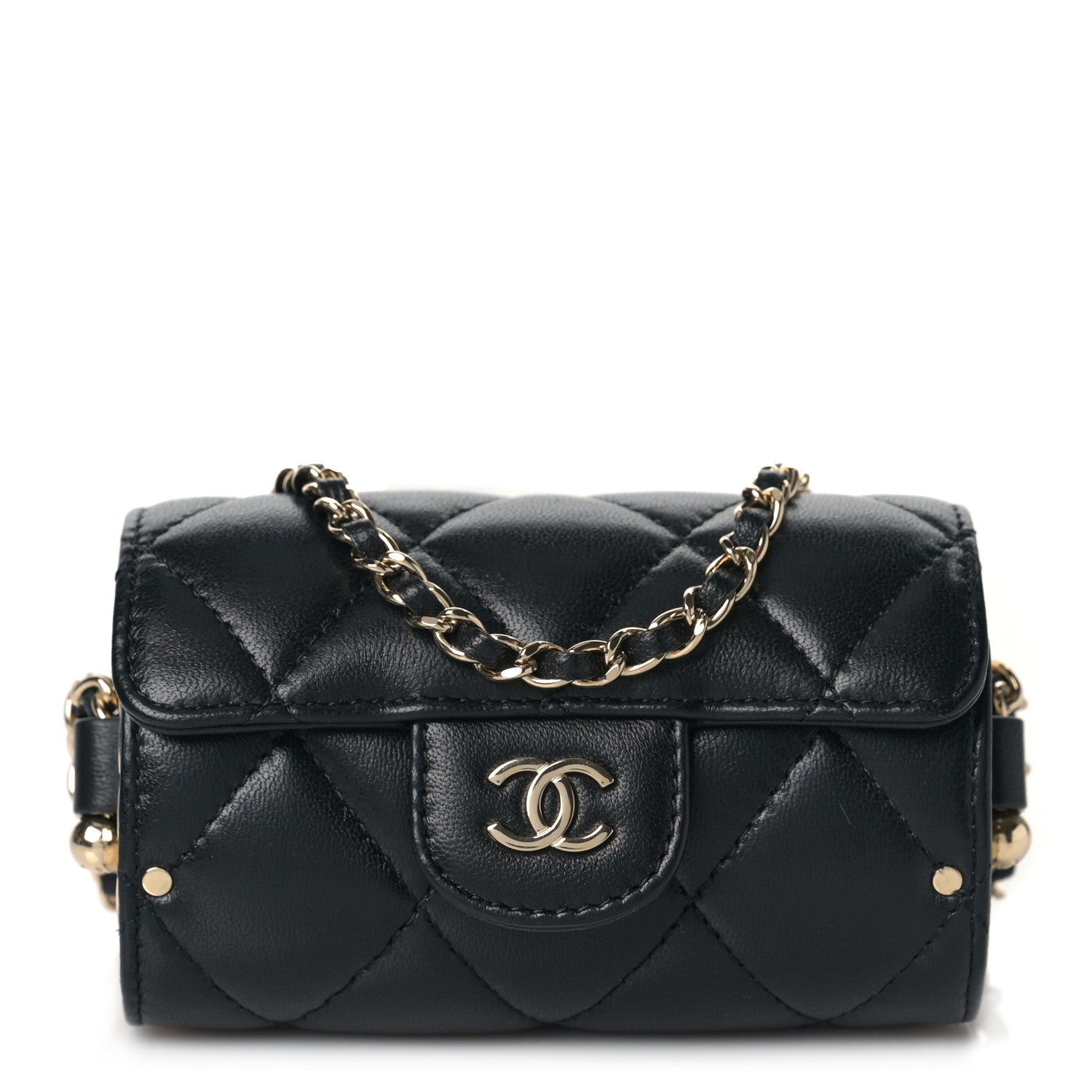 Chanel Lambskin Quilted Box Of Secrets Card Holder With Chain Black 1 of 10